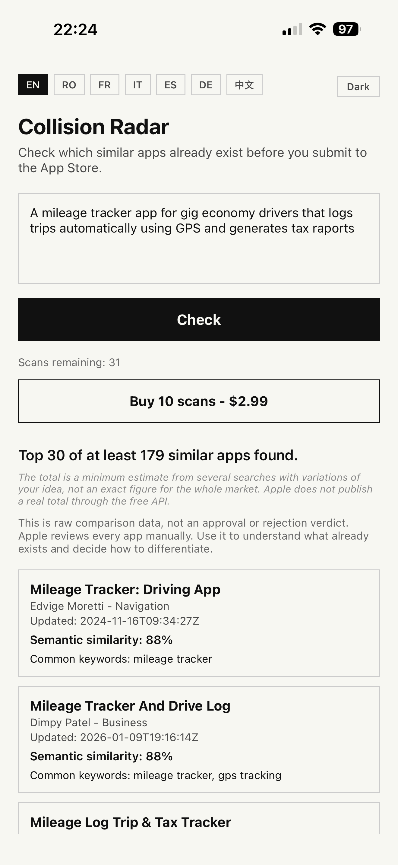 Collision Radar App screenshot